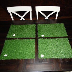 NEW Set Lot 4 Green Faux Artificial Easter Grass Kitchen Table Placemats